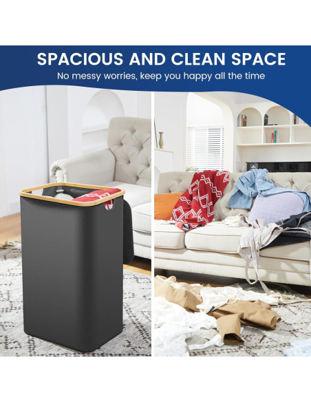 Cesta de Lavandería Bathola 110L con Tapa - Gris