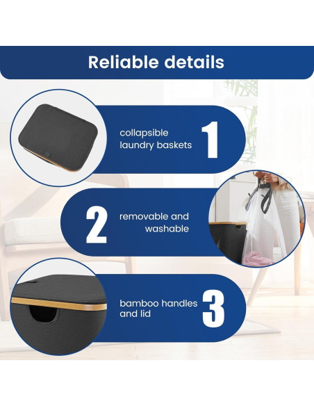 Cesta de Lavandería Bathola 110L con Tapa - Gris