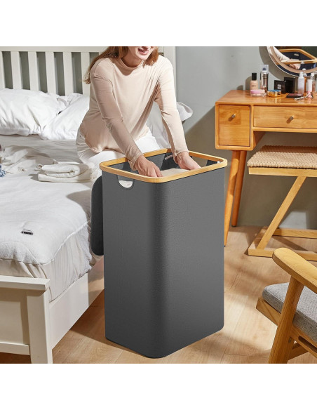 Cesta de Lavandería Bathola 110L con Tapa - Gris