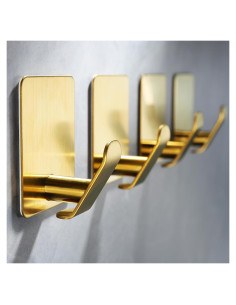 Ganchos Adhesivos Taozun Dorados Set de 4 Acero Inoxidable