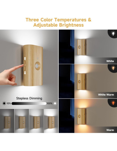 Luz Nocturna Inalámbrica Electight con Sensor de Movimiento 3600 mAh