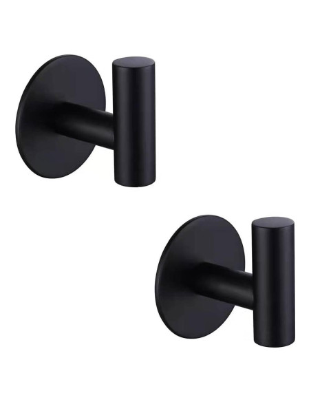Ganchos Adhesivos de Acero Inoxidable ZWTNBFST 2 Pcs Negro Mate