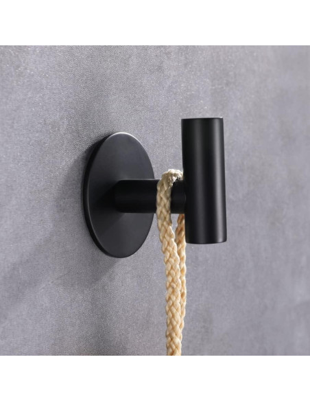 Ganchos Adhesivos de Acero Inoxidable ZWTNBFST 2 Pcs Negro Mate