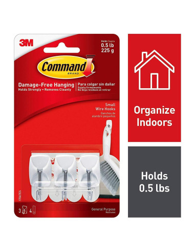 Ganchos de Alambre Command 18 Piezas Soporta 0.23 kg Blanco