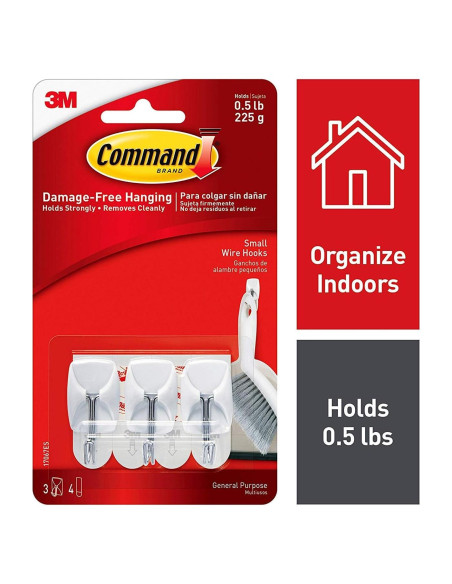 Ganchos de Alambre Command 18 Piezas Soporta 0.23 kg Blanco