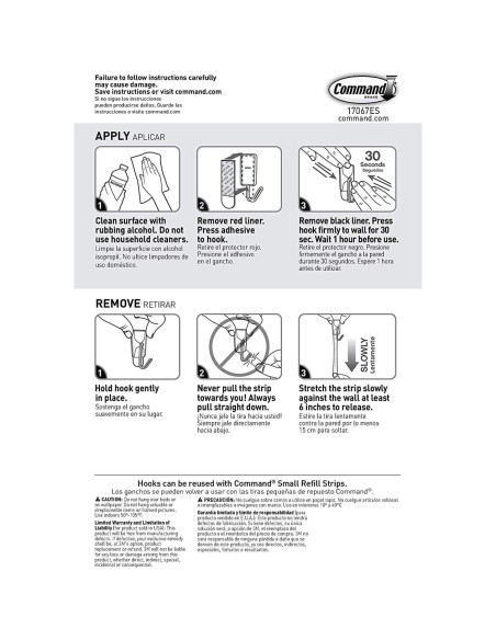 Ganchos de Alambre Command 18 Piezas Soporta 0.23 kg Blanco