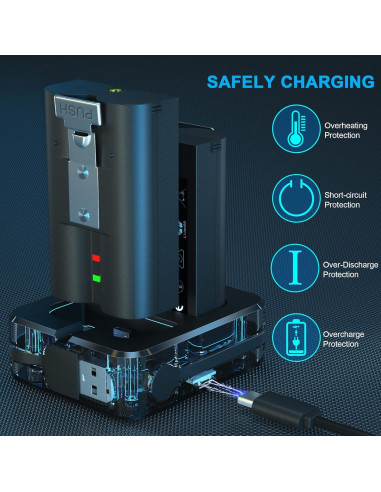 2 Baterías Recargables 6040mAh + Cargador Doble USB Ring