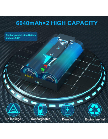 2 Baterías Recargables 6040mAh + Cargador Doble USB Ring