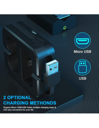 2 Baterías Recargables 6040mAh + Cargador Doble USB Ring
