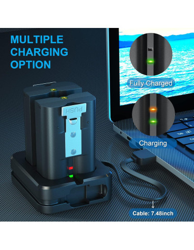 2 Baterías Recargables 6040mAh + Cargador Doble USB Ring