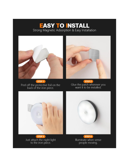 Sensor de Movimiento Luz Nocturna LED AXHHTVCGY Carga USB