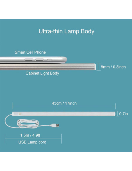 Barra de Luz LED IKSLED 43.2 cm con Sensor de Movimiento Blanco Frío