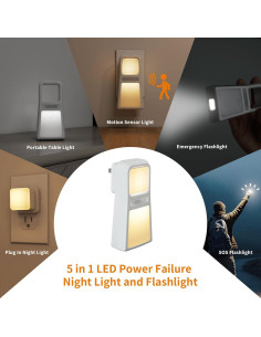 Luz Nocturna Multifuncional Dawnrise 5-en-1 con Sensor 2