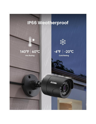 Cámara de Seguridad ZOSI 4x2MP 1080p IP66 Visión Nocturna
