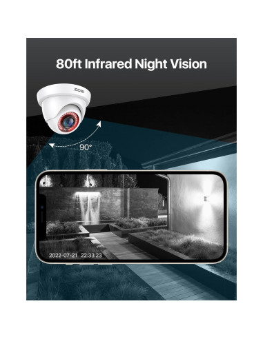 Cámara de Seguridad ZOSI 2MP HD 1080P 4 en 1 a Prueba de Agua