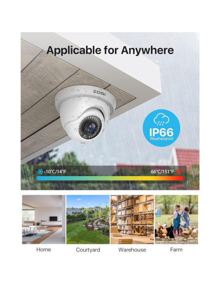Cámara de Seguridad ZOSI 2MP HD 1080P 4 en 1 a Prueba de Agua