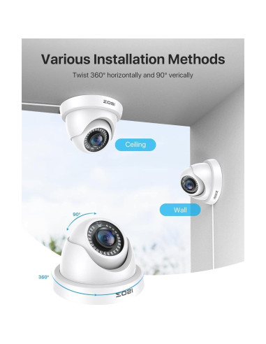 Cámara de Seguridad ZOSI 2MP HD 1080P 4 en 1 a Prueba de Agua