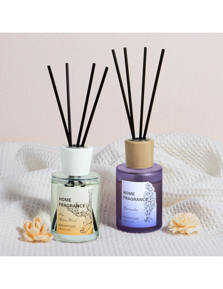 Difusor de cañas YISOWUH Madera de Guaiac y Lavanda 120ml 2 Pzs