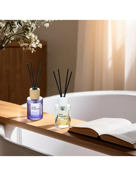 Difusor de cañas YISOWUH Madera de Guaiac y Lavanda 120ml 2 Pzs