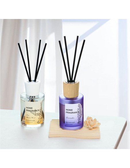 Difusor de cañas YISOWUH Madera de Guaiac y Lavanda 120ml 2 Pzs