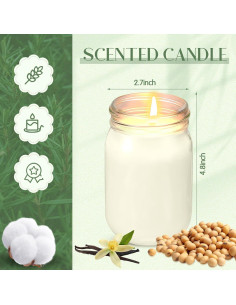 MTLEE 4 Velas Aromáticas de Soja 12 oz Vainilla - Regalo 2