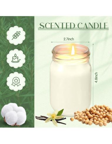 MTLEE 4 Velas Aromáticas de Soja 12 oz Vainilla - Regalo