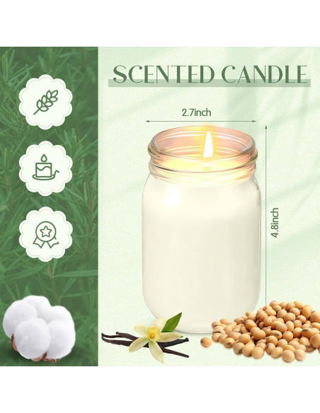 MTLEE 4 Velas Aromáticas de Soja 12 oz Vainilla - Regalo