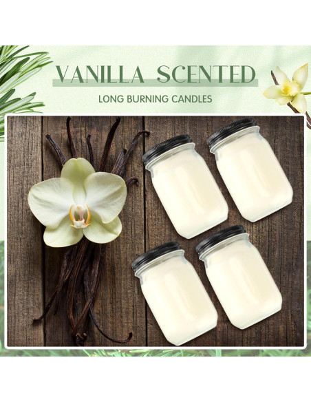 MTLEE 4 Velas Aromáticas de Soja 12 oz Vainilla - Regalo
