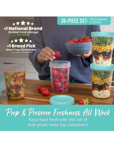 Contenedores Deli Bentgo 20 Piezas 946 ml a Prueba de Fugas 2