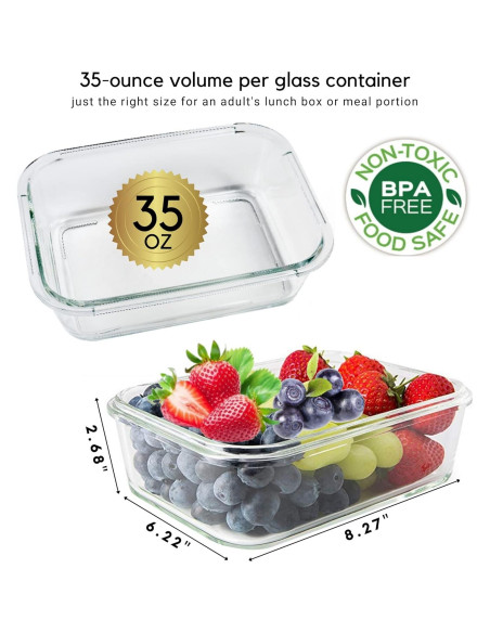 Contenedores de Vidrio Brieftons 35 Oz (1.04 L) - Paquete de 5