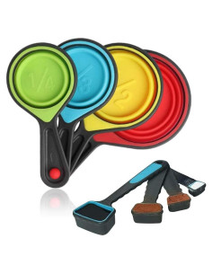 Juego de Tazas y Cucharas Medidoras Plegables SOLIFEGOBLE 8 Piezas