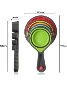 Juego de Tazas y Cucharas Medidoras Plegables SOLIFEGOBLE 8 Piezas 2