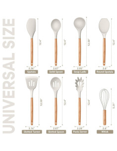 Juego de Utensilios de Cocina P&P CHEF 8 Piezas Silicona Madera 2