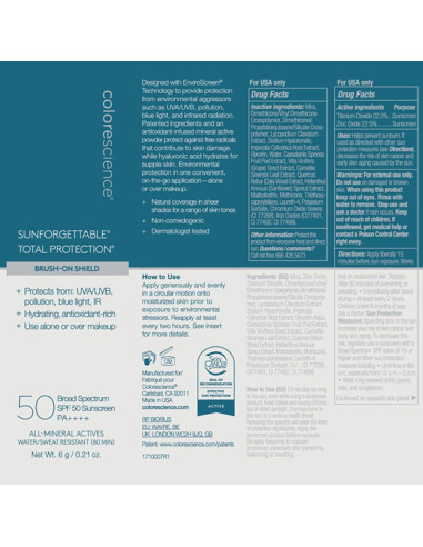 Polvo Mineral Protector Solar Colorescience Piel Sensible 10cm