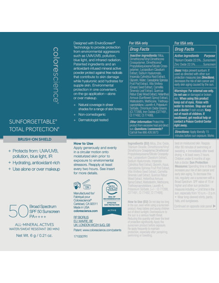 Polvo Mineral Protector Solar Colorescience Piel Sensible 10cm