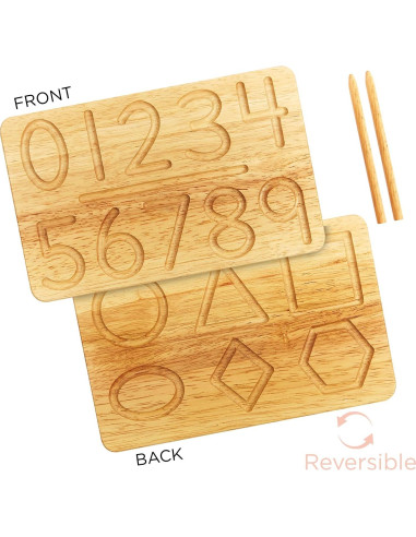 Tabla de Trazado de Números de Madera Montessori - 20.3x12.7 cm