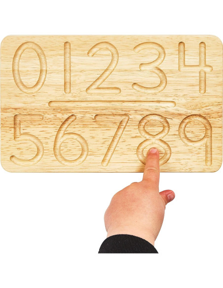 Tabla de Trazado de Números de Madera Montessori - 20.3x12.7 cm