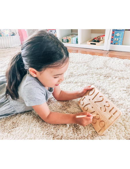 Tabla de Trazado de Números de Madera Montessori - 20.3x12.7 cm
