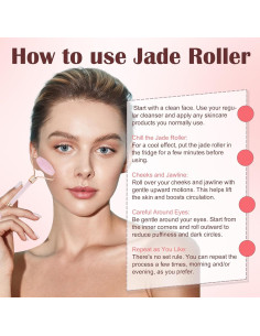 Rodillo de Jade CUBACO Ice y Gua Sha Rosa para Cuidado Facial 2