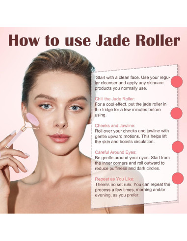 Rodillo de Jade CUBACO Ice y Gua Sha Rosa para Cuidado Facial