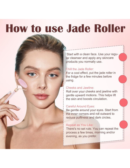 Rodillo de Jade CUBACO Ice y Gua Sha Rosa para Cuidado Facial