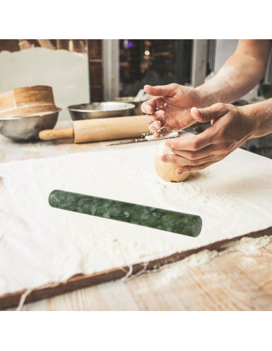 Rodillo de masa Amosfun de mármol verde 26 cm - Herramienta de cocina