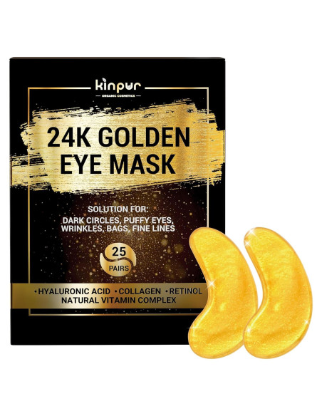 Parches de Ojos de Colágeno KINPUR 24K - 25 Pares Antienvejecimiento