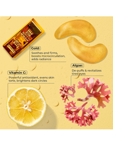 Parches de Ojos de Colágeno KINPUR 24K - 25 Pares Antienvejecimiento