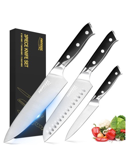 Juego de cuchillos de cocina Topfeel 3 PCS acero inoxidable 20 cm