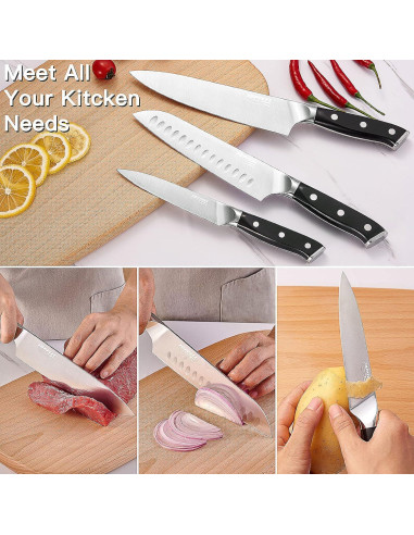 Juego de cuchillos de cocina Topfeel 3 PCS acero inoxidable 20 cm