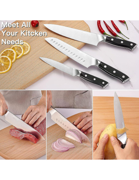 Juego de cuchillos de cocina Topfeel 3 PCS acero inoxidable 20 cm
