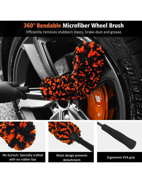 Kit de Limpieza de Ruedas YeewayVeh 4 Piezas Microfibra