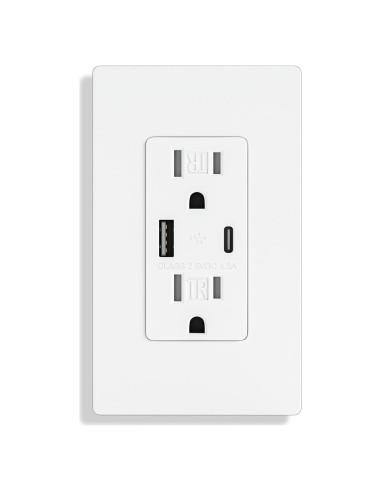Enchufe de Pared USB Brilltech 4.8A 15A Blanco 1 Paquete