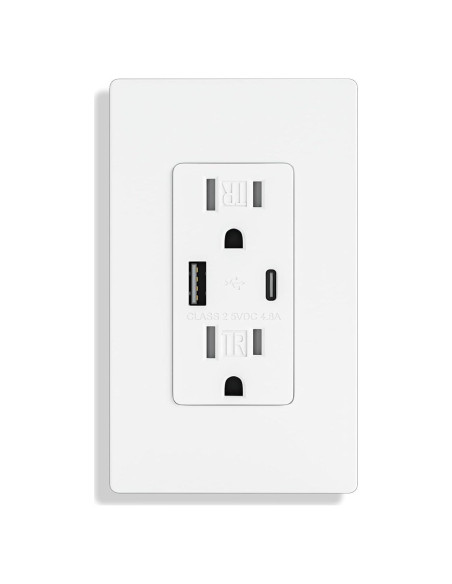 Enchufe de Pared USB Brilltech 4.8A 15A Blanco 1 Paquete